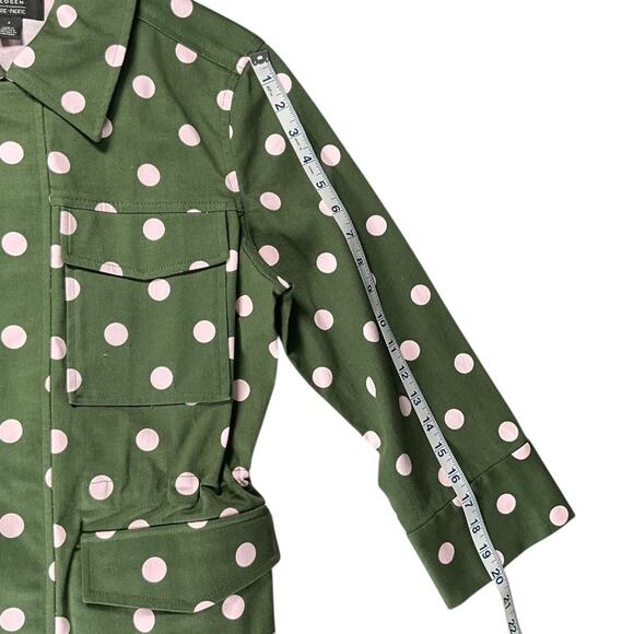 Halogen x Atlantic-Pacific Olive Green Polka Dot Utility Jacket Size Small NWOT - Picture 14 of 14